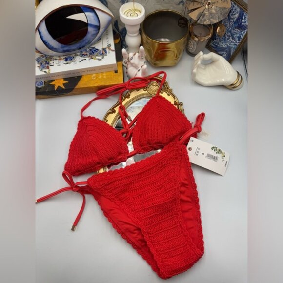 🆕 CHELSEA & VIOLET 🧿 NWT Solid Crochet Triangle Hipster Bikini Set - Sz S - Picture 11 of 15